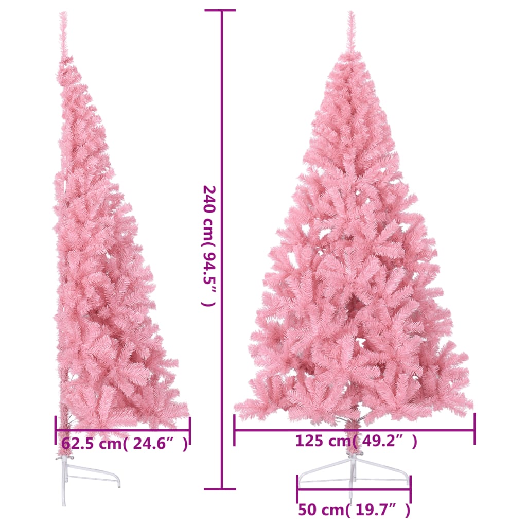 Artificial Half Christmas Tree with Stand Pink 240 cm PVC