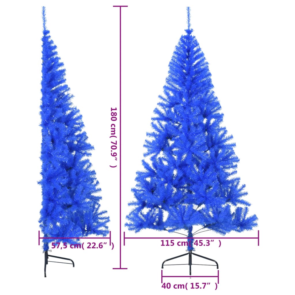 Artificial Half Christmas Tree with Stand Blue 180 cm PVC