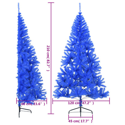 Artificial Half Christmas Tree with Stand Blue 210 cm PVC