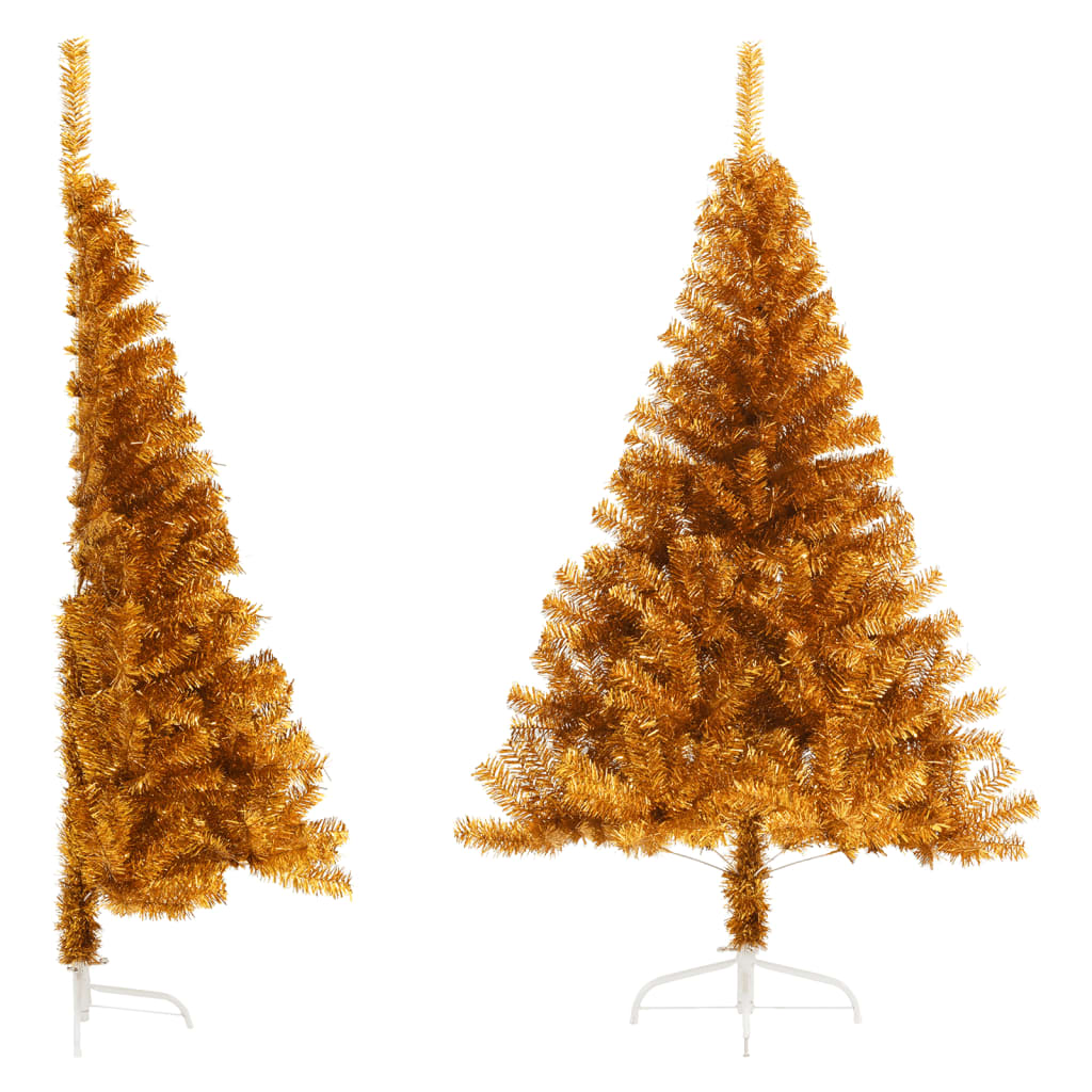 Artificial Half Christmas Tree with Stand Gold 120 cm PET