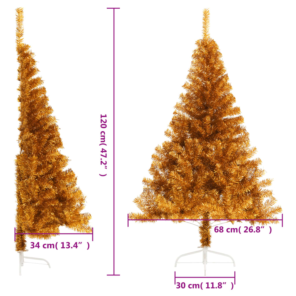 Artificial Half Christmas Tree with Stand Gold 120 cm PET