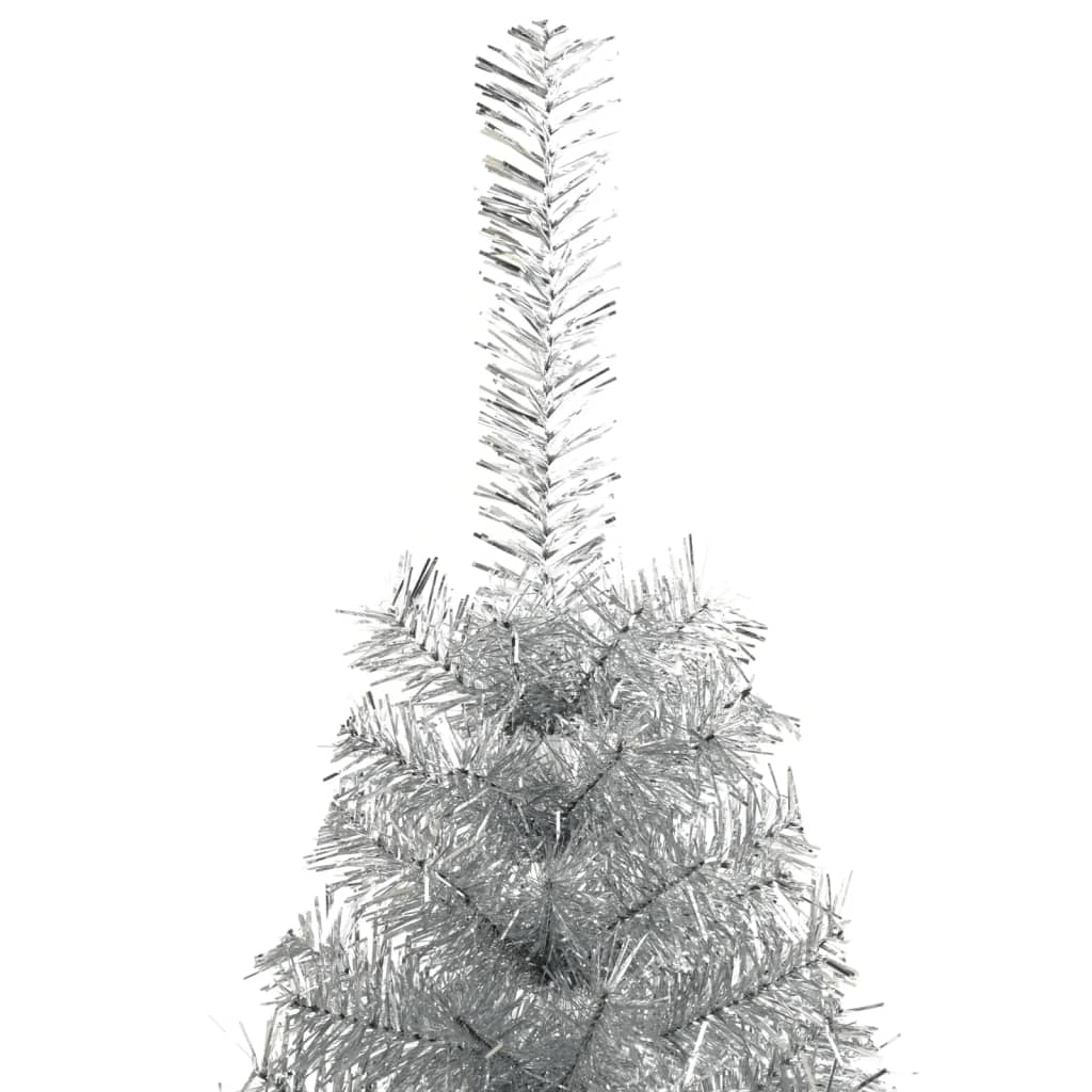 Artificial Half Christmas Tree with Stand Silver 120 cm PET