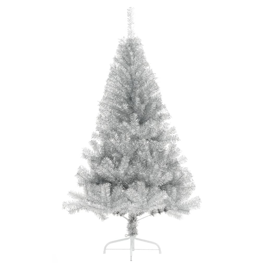 Artificial Half Christmas Tree with Stand Silver 150 cm PET