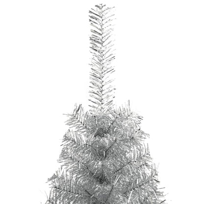 Artificial Half Christmas Tree with Stand Silver 150 cm PET