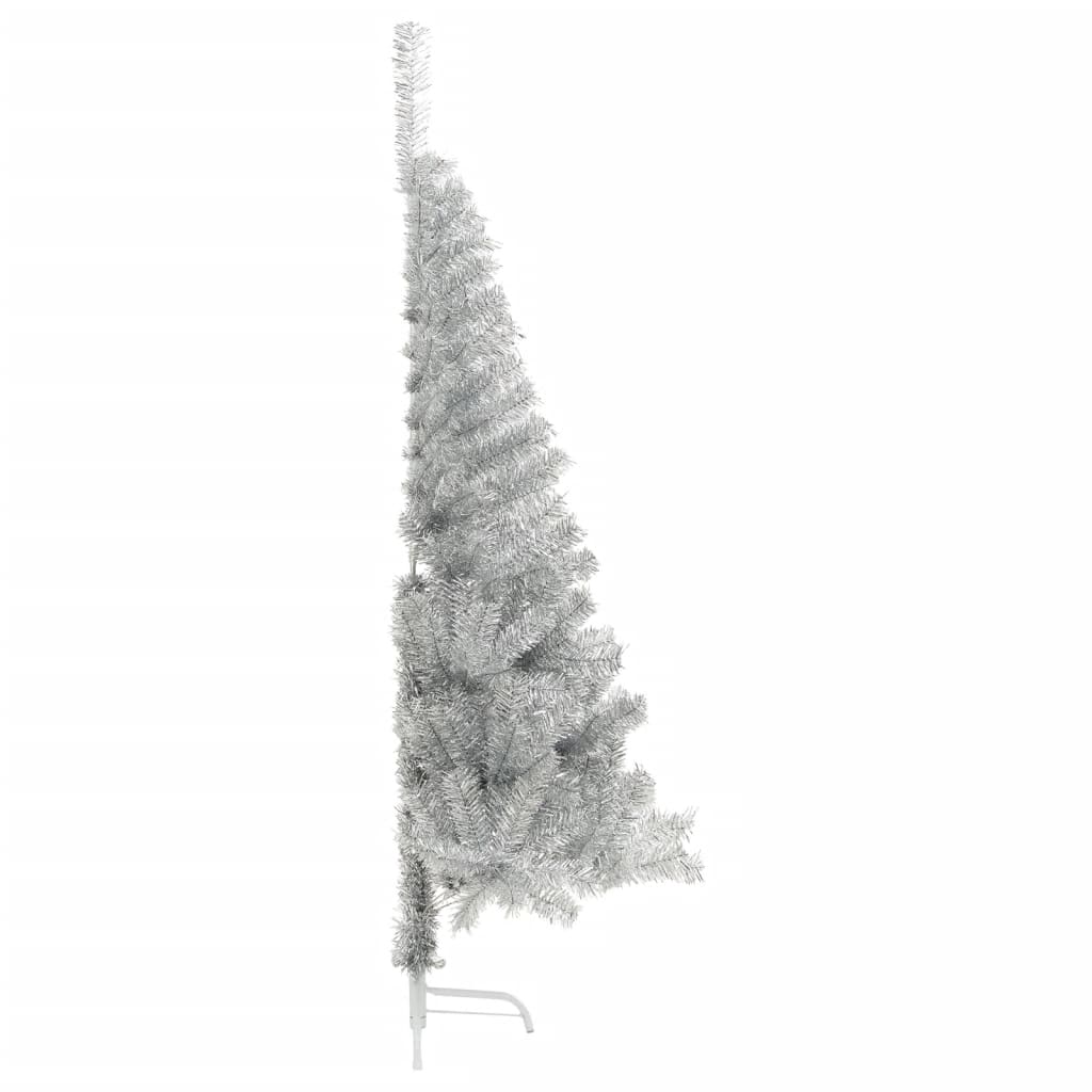 Artificial Half Christmas Tree with Stand Silver 180 cm PET