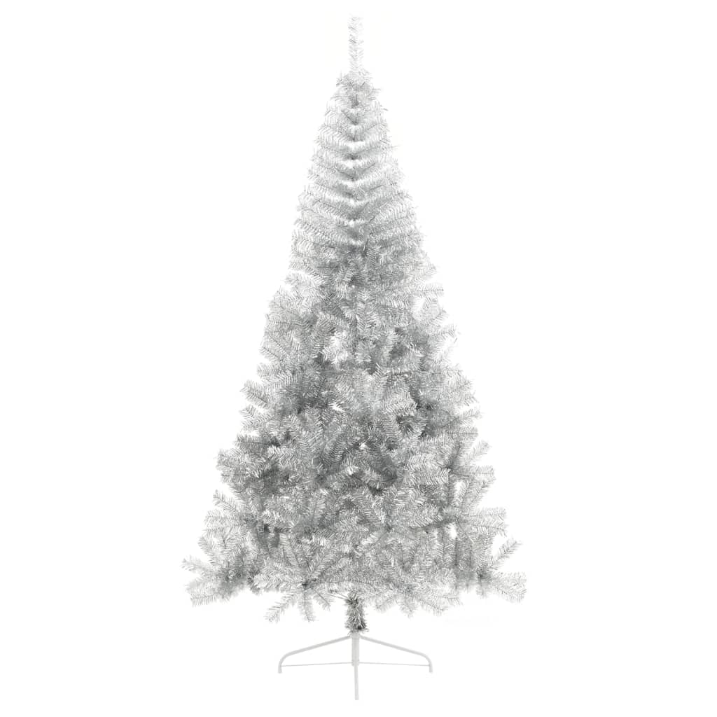 Artificial Half Christmas Tree with Stand Silver 210 cm PET