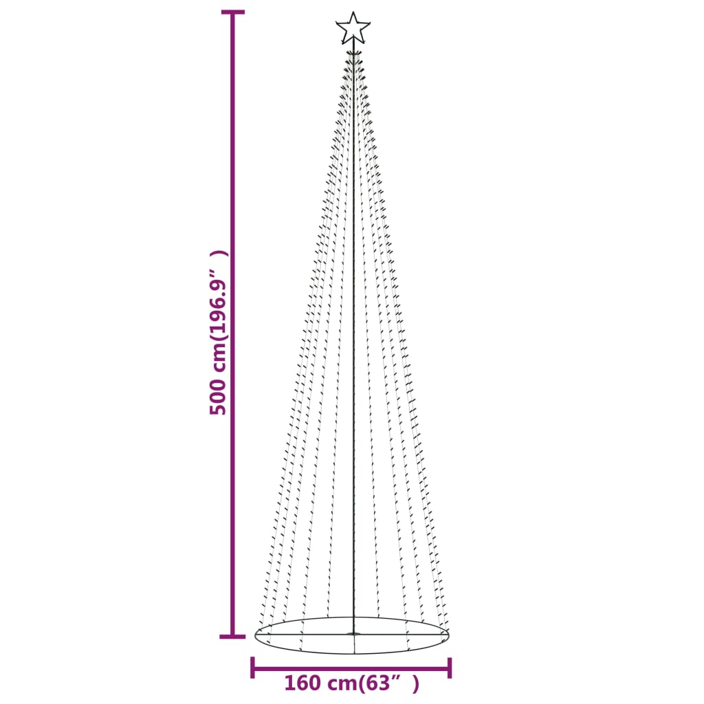 Christmas Cone Tree Warm White 732 LEDs 160x500 cm