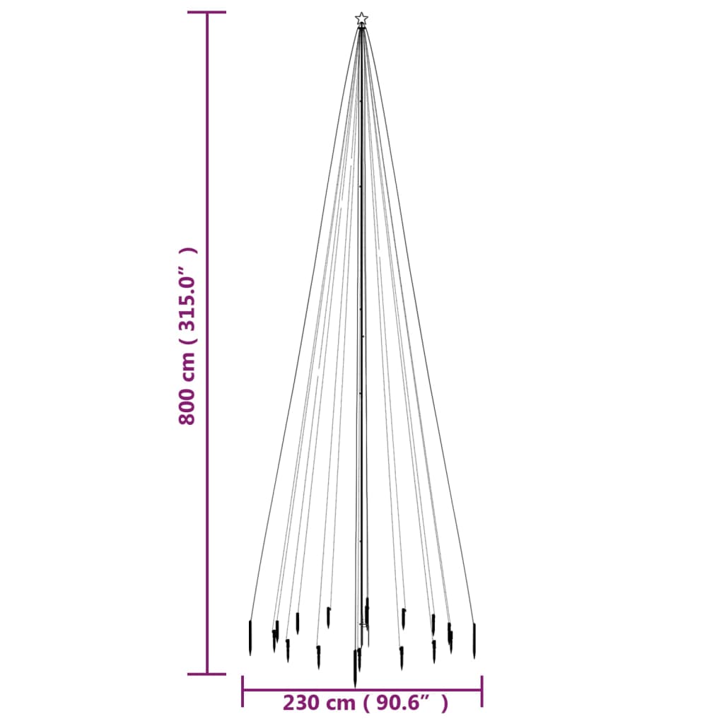 Christmas Tree with Spike Warm White 1134 LEDs 800 cm