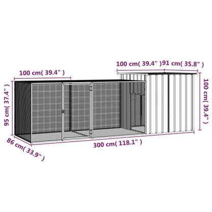 Chicken Cage Anthracite 300x91x100 cm Galvanised Steel