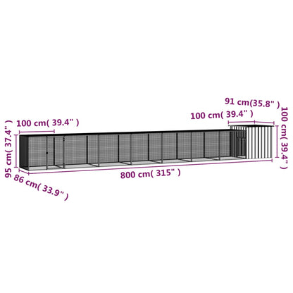 Chicken Cage Anthracite 800x91x100 cm Galvanised Steel