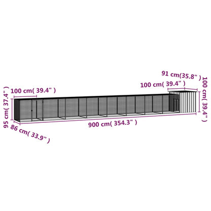 Chicken Cage Grey 900x91x100 cm Galvanised Steel