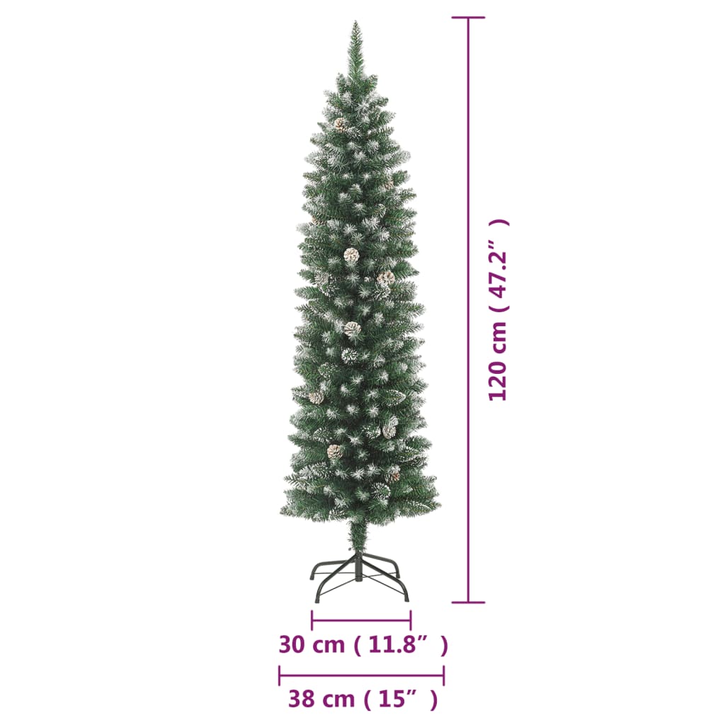 Artificial Slim Christmas Tree with Stand 120 cm PVC