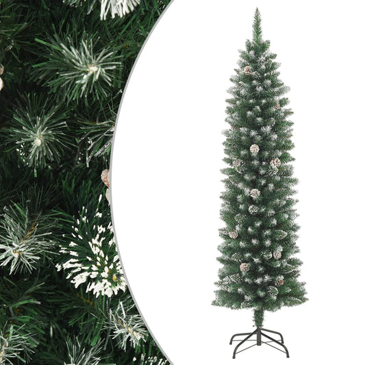 Artificial Slim Christmas Tree with Stand 210 cm PVC