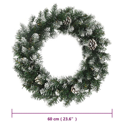 Christmas Wreath with LED Lights Green 60 cm PVC