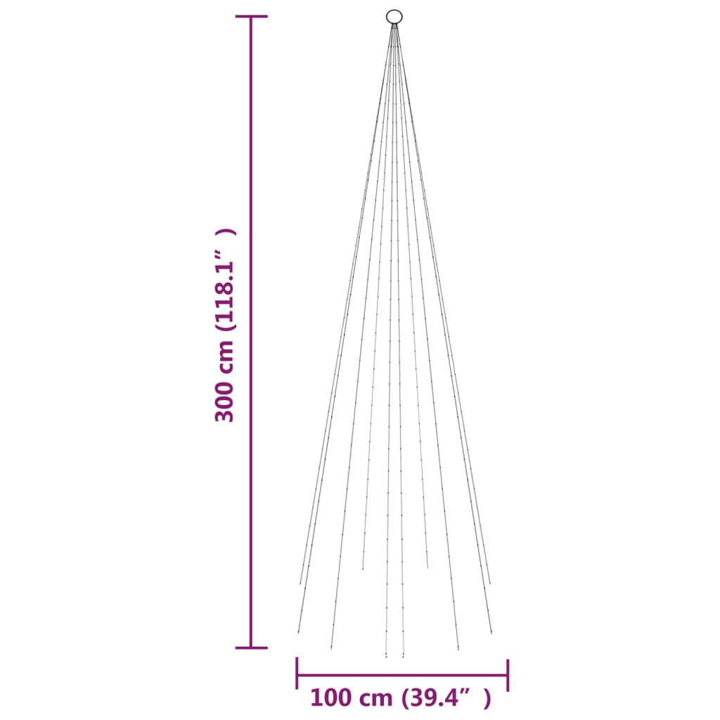 Christmas Tree on Flagpole Warm White 310 LEDs 300 cm