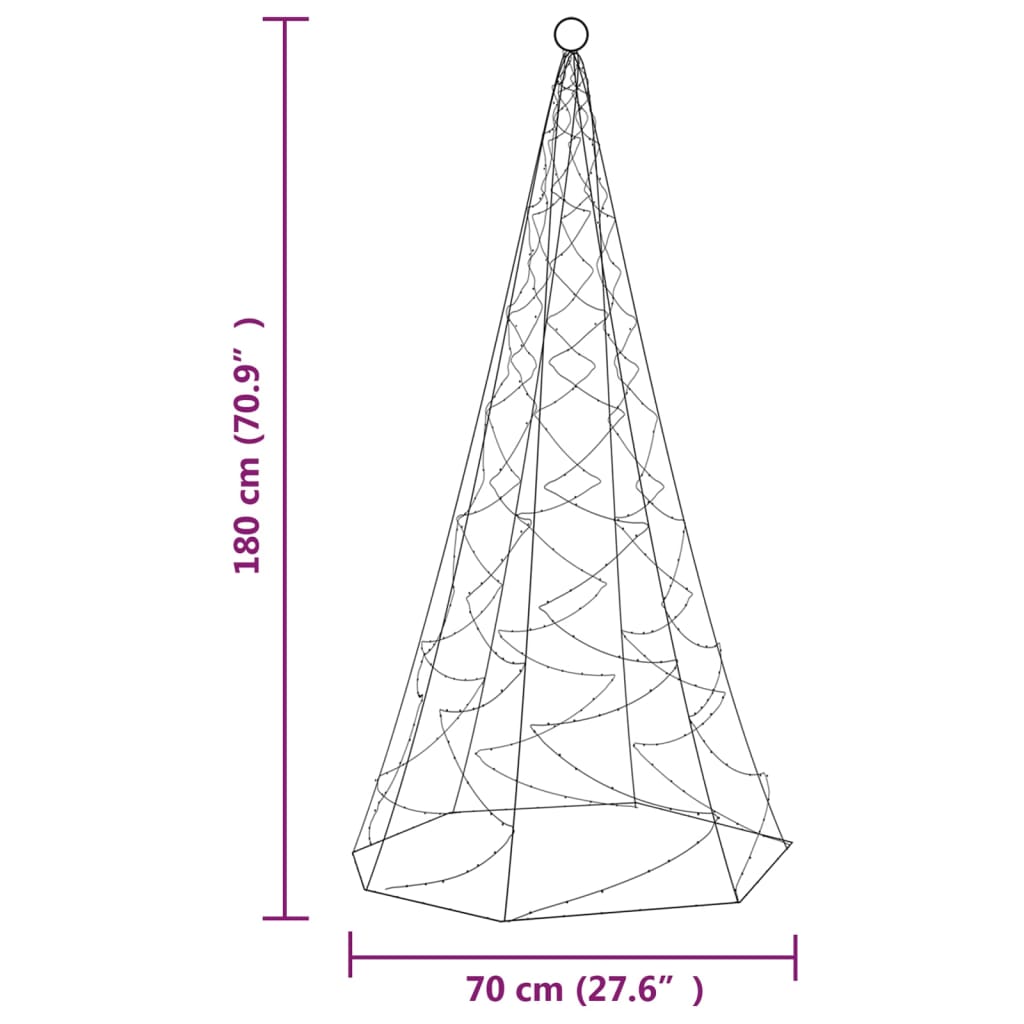 Christmas Tree on Flagpole Warm White 200 LEDs 180 cm