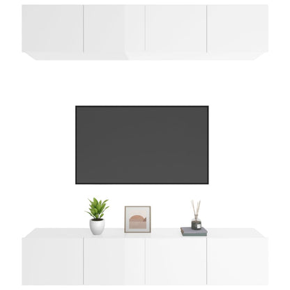 TV Cabinets 4 pcs High Gloss White 80x30x30 cm Engineered Wood