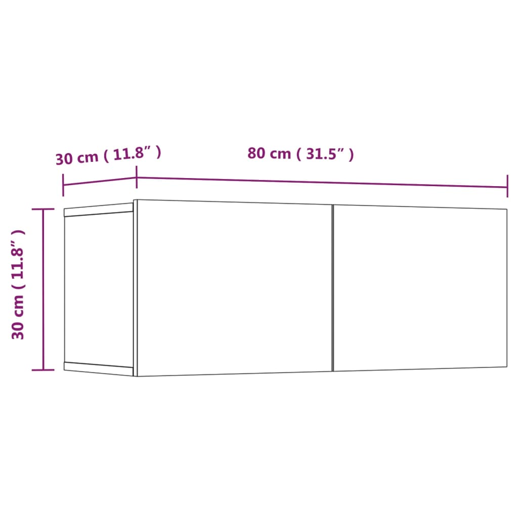 TV Cabinets 4 pcs High Gloss White 80x30x30 cm Engineered Wood