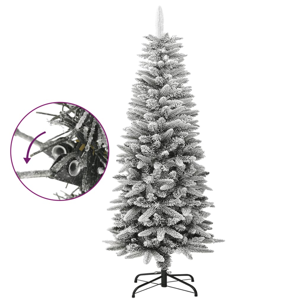 Artificial Slim Christmas Tree with Flocked Snow 120 cm PVC&PE