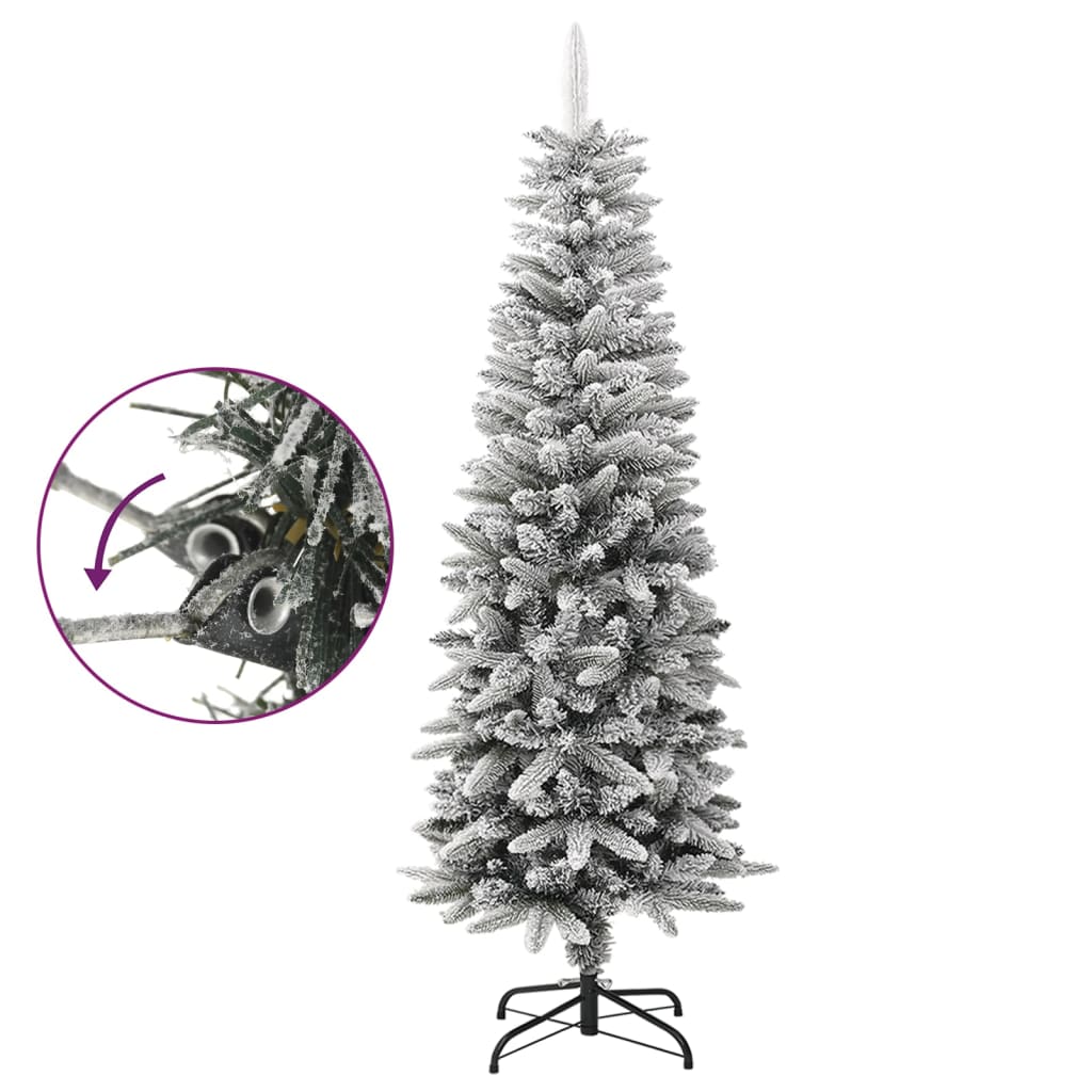 Artificial Slim Christmas Tree with Flocked Snow 150 cm PVC&PE