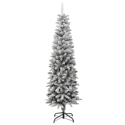 Artificial Slim Christmas Tree with Flocked Snow 180 cm PVC&PE