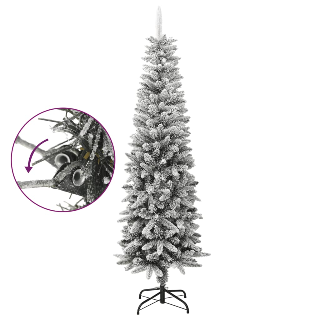 Artificial Slim Christmas Tree with Flocked Snow 180 cm PVC&PE