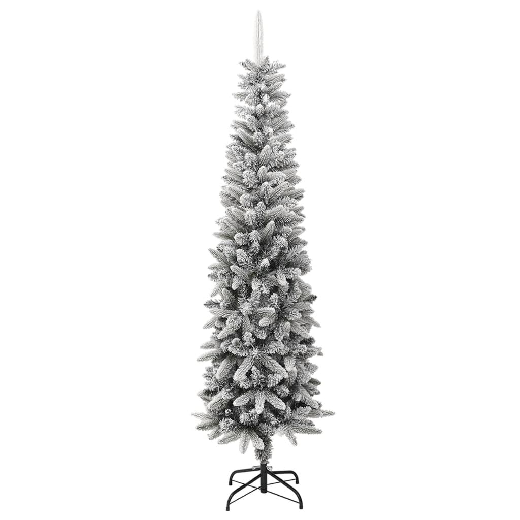 Artificial Slim Christmas Tree with Flocked Snow 240 cm PVC&PE