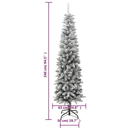 Artificial Slim Christmas Tree with Flocked Snow 240 cm PVC&PE