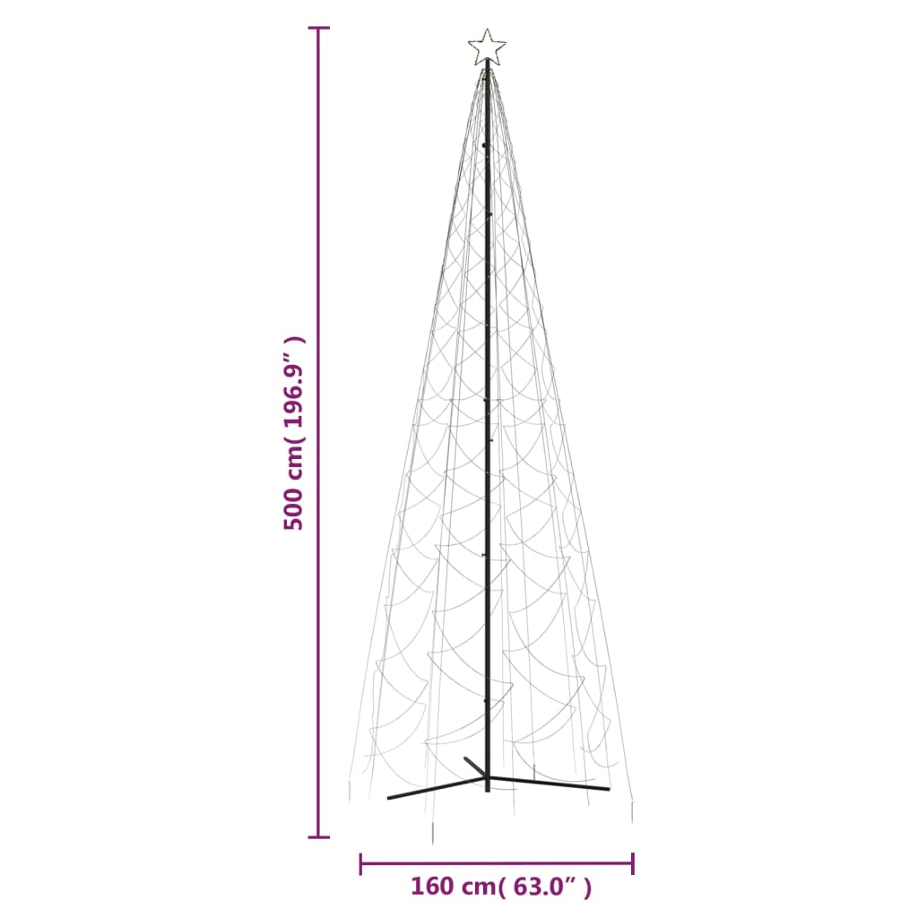 Christmas Cone Tree Warm White 732 LEDs 160x500 cm