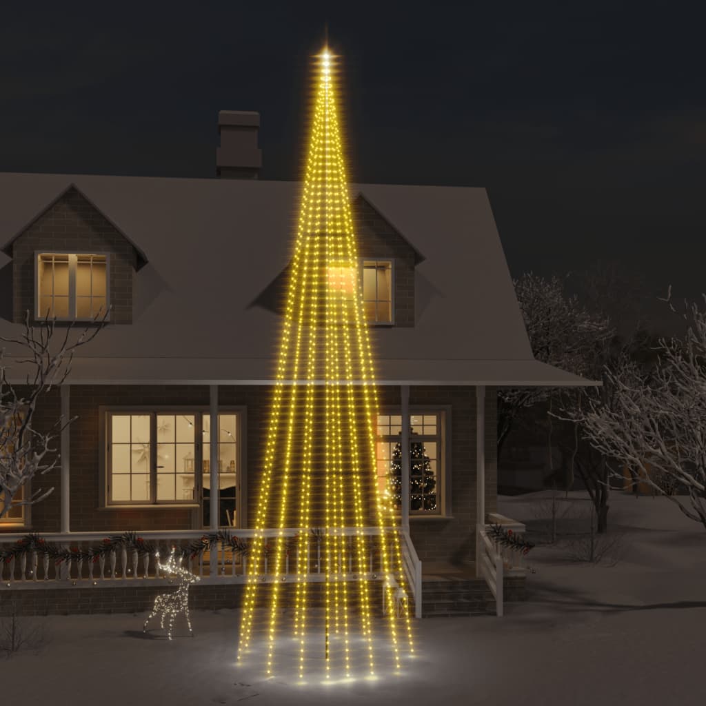 Christmas Tree on Flagpole Warm White 1134 LEDs 800 cm