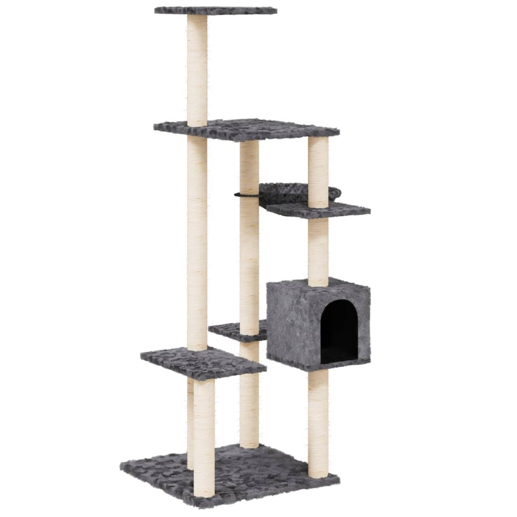 Cat Tree with Sisal Scratching Posts Dark Grey 142 cm