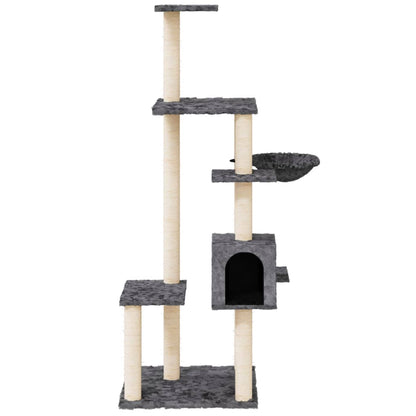 Cat Tree with Sisal Scratching Posts Dark Grey 142 cm