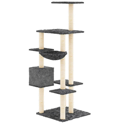 Cat Tree with Sisal Scratching Posts Dark Grey 142 cm