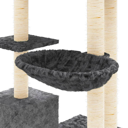 Cat Tree with Sisal Scratching Posts Dark Grey 142 cm