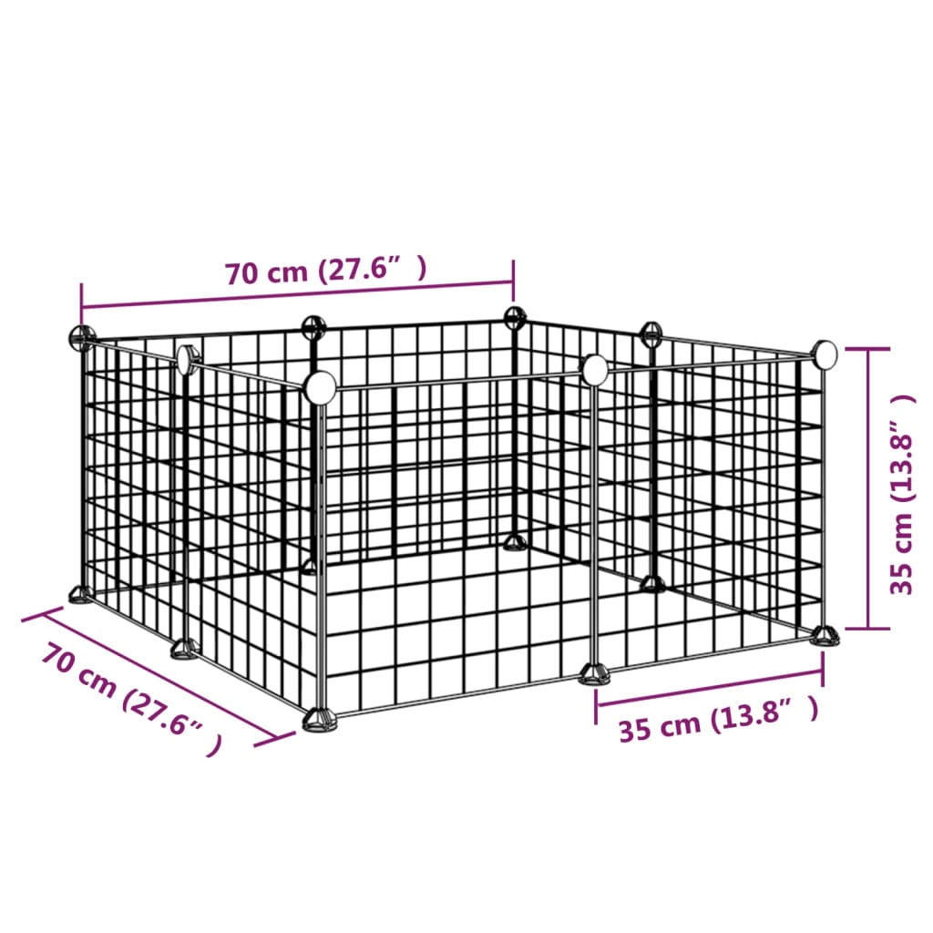 8-Panel Pet Cage Black 35x35 cm Steel