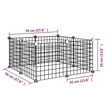 8-Panel Pet Cage Black 35x35 cm Steel