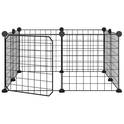 8-Panel Pet Cage with Door Black 35x35 cm Steel