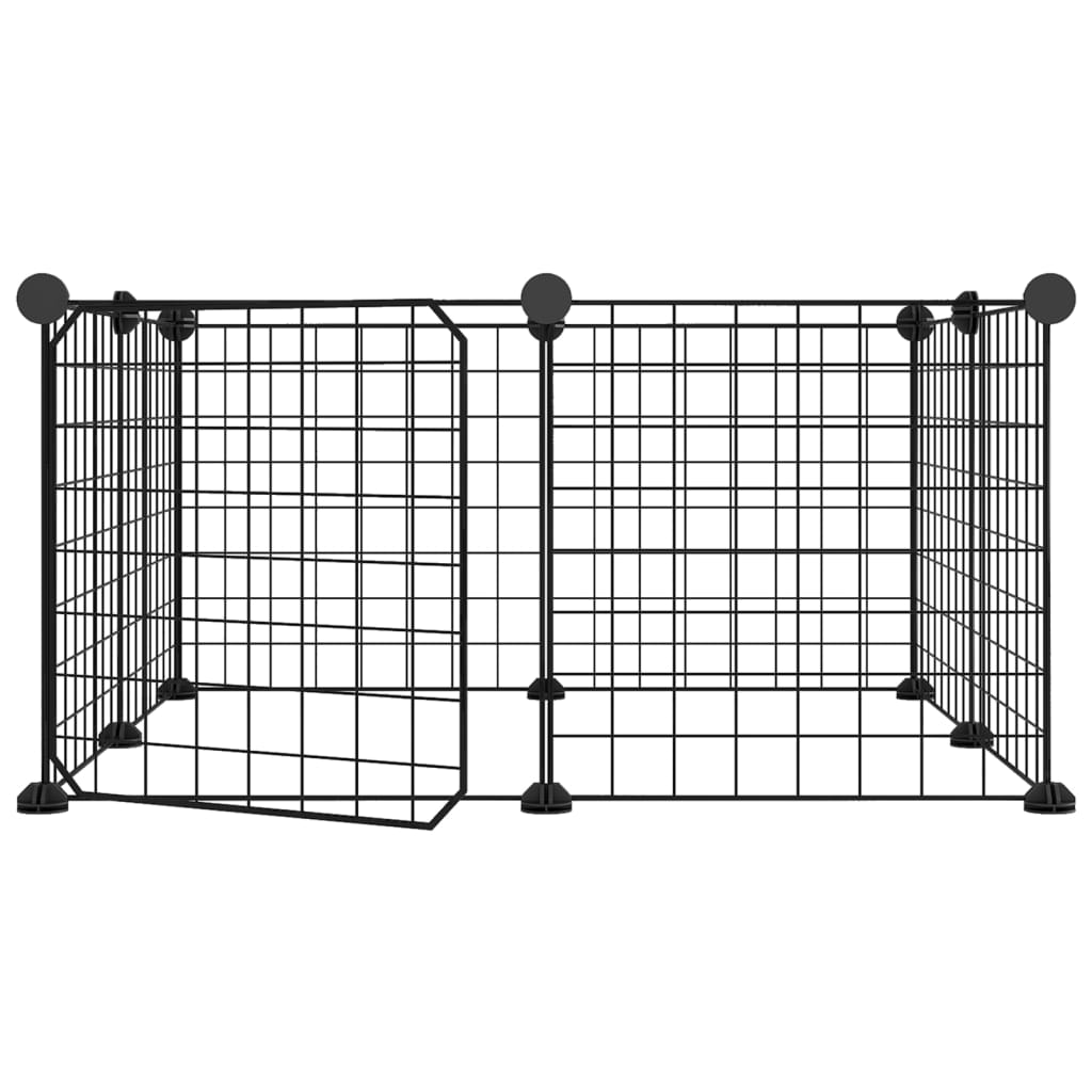 8-Panel Pet Cage with Door Black 35x35 cm Steel