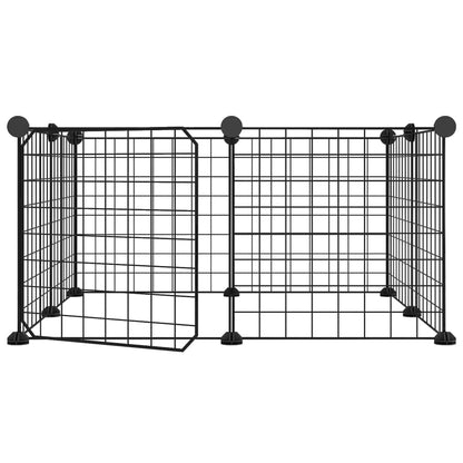 8-Panel Pet Cage with Door Black 35x35 cm Steel