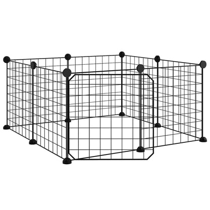 8-Panel Pet Cage with Door Black 35x35 cm Steel