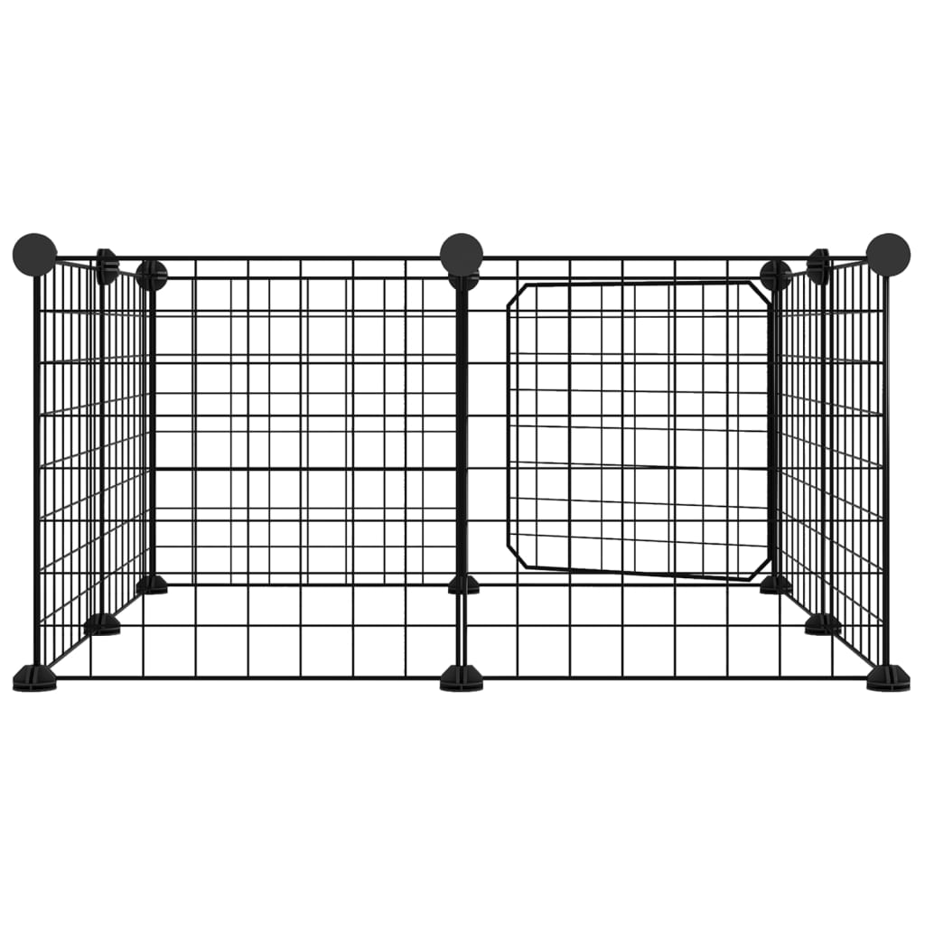 8-Panel Pet Cage with Door Black 35x35 cm Steel