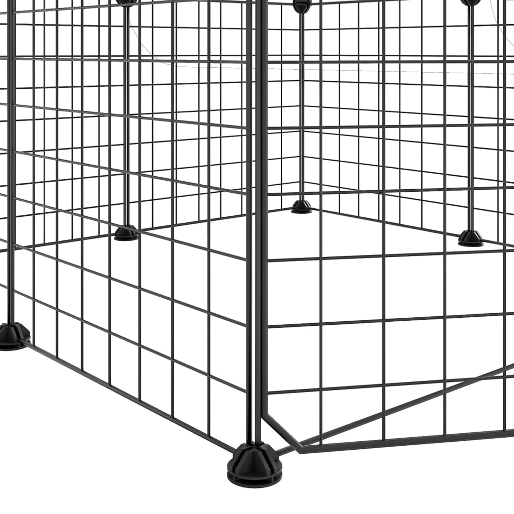 8-Panel Pet Cage with Door Black 35x35 cm Steel