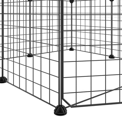 8-Panel Pet Cage with Door Black 35x35 cm Steel