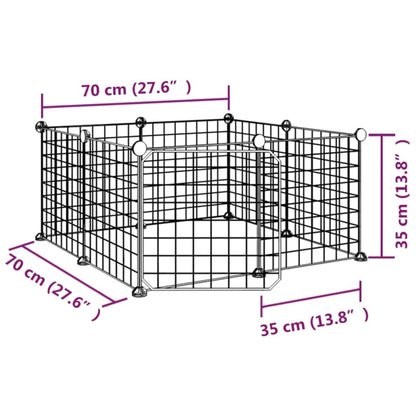 8-Panel Pet Cage with Door Black 35x35 cm Steel