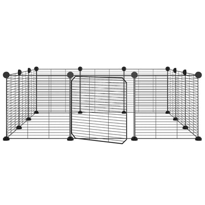 12-Panel Pet Cage with Door Black 35x35 cm Steel