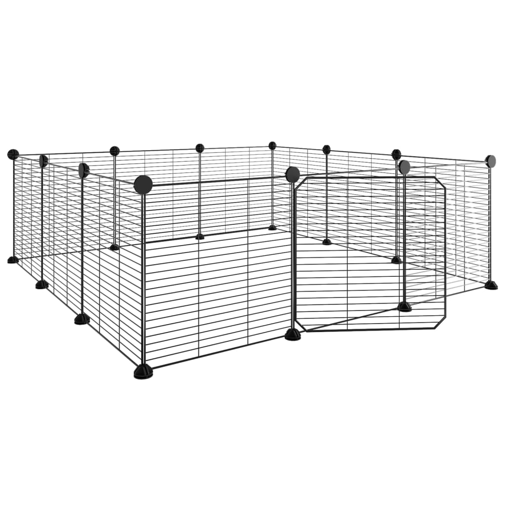 12-Panel Pet Cage with Door Black 35x35 cm Steel