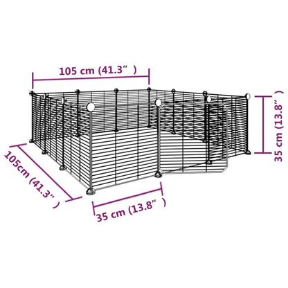 12-Panel Pet Cage with Door Black 35x35 cm Steel