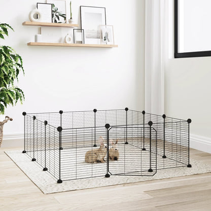 12-Panel Pet Cage with Door Black 35x35 cm Steel