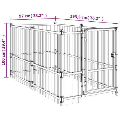 Dog Kennel Black 193.5x97x100 cm Steel