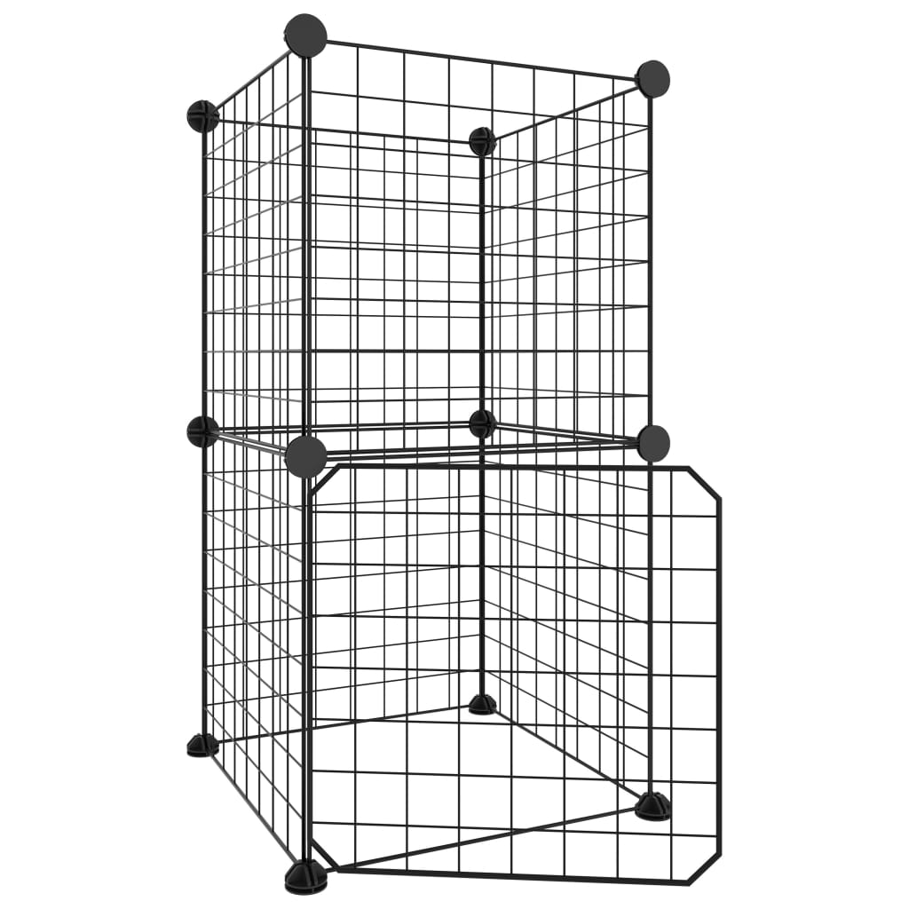 8-Panel Pet Cage with Door Black 35x35 cm Steel